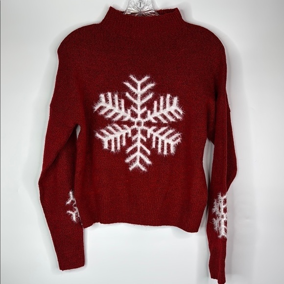 Jessica Simpson Red Snowflake Christmas Sweater Size Small - Picture 1 of 8